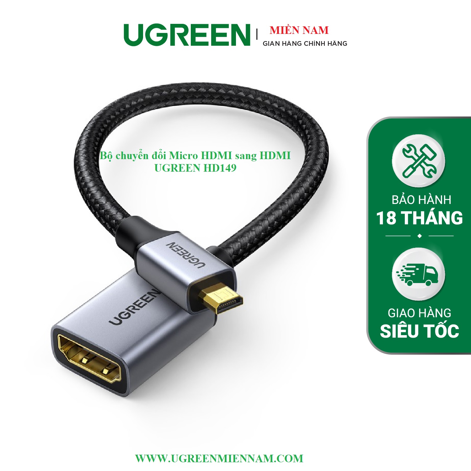 Bộ chuyển đổi Micro HDMI sang HDMI UGREEN HD149 – Ugreen Miền Nam